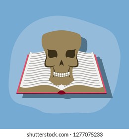 paper sticker on stylish background book skull