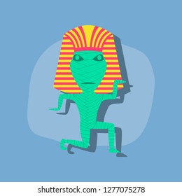 paper sticker on stylish background mummy halloween monster