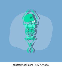 paper sticker on stylish background skeleton Halloween monster