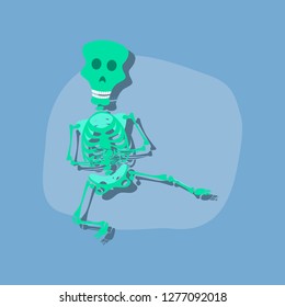paper sticker on stylish background skeleton Halloween monster