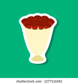 paper sticker on stylish background bouquet of roses