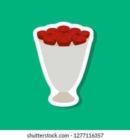 paper sticker on stylish background bouquet of roses