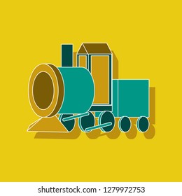 paper sticker on stylish background Toy train