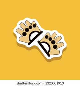 paper sticker on stylish background Gloves for the gym