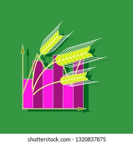 paper sticker on stylish background Wheat infographics