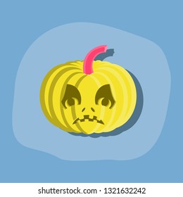 paper sticker on stylish background Halloween pumpkin emotions