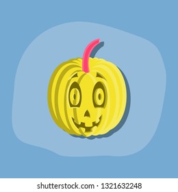 paper sticker on stylish background Halloween pumpkin emotions