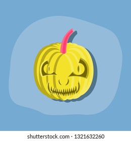 paper sticker on stylish background Halloween pumpkin emotions
