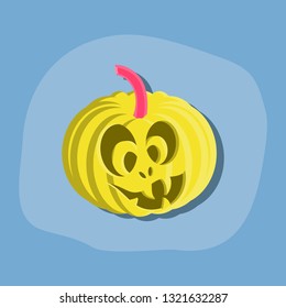 paper sticker on stylish background Halloween pumpkin emotions