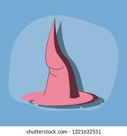 paper sticker on stylish background witch hat