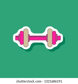 paper sticker on stylish background dumbbell