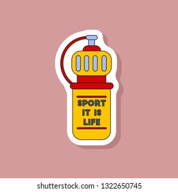 paper sticker on stylish background Sports bottle