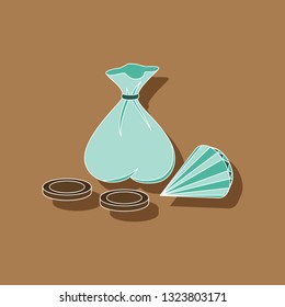 paper sticker on stylish background bag of jewels