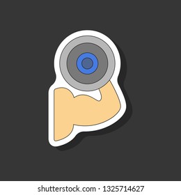 paper sticker on stylish background Logo bicep
