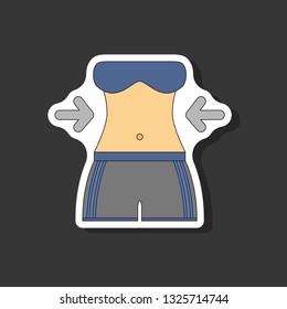 paper sticker on stylish background Woman body diet