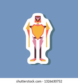 paper sticker on stylish background Toy robot