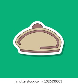 paper sticker on stylish background beret