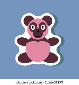 paper sticker on stylish background Toy panda