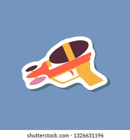 paper sticker on stylish background Toy gun