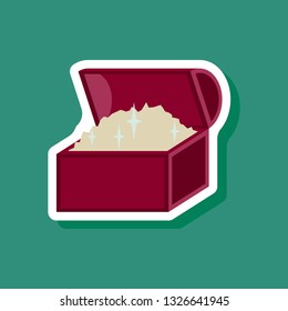 paper sticker on stylish background Treasure chest