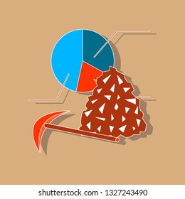 paper sticker on stylish background Coal and hammer Infographic