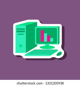 paper sticker on stylish background Office computer