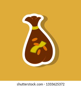 paper sticker on stylish background bag with money