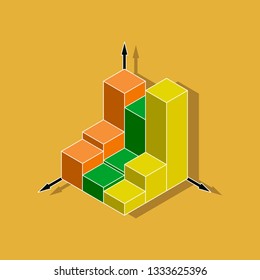 paper sticker on stylish background 3d chart