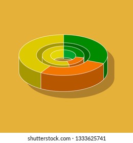 paper sticker on stylish background Pie chart