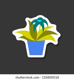 paper sticker on stylish background Gerbera in a pot