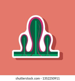 paper sticker on stylish background intestinal villi