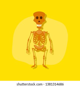 paper sticker on stylish background skeleton Halloween monster