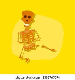 paper sticker on stylish background skeleton Halloween monster