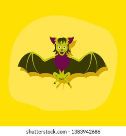 paper sticker on stylish background cute bat