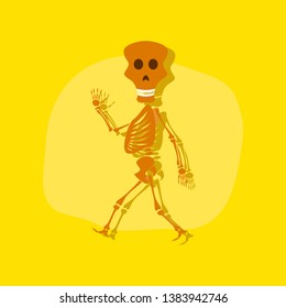 paper sticker on stylish background skeleton Halloween monster
