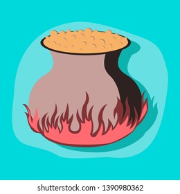 paper sticker on stylish background potion cauldron