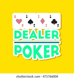 paper sticker on stylish background poker casino dealer
