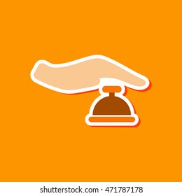 paper sticker on stylish background hand bell