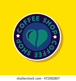 paper sticker on stylish background Coffee shop logo