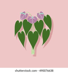 paper sticker on stylish background plant Anthurium