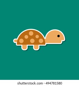 paper sticker on stylish background sea turtle