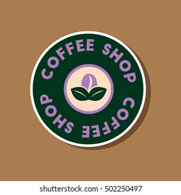 paper sticker on stylish background Coffee shop logo