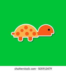 paper sticker on stylish background sea turtle