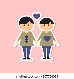 paper sticker on stylish background of homosexual gays lovers