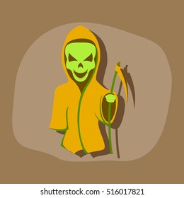 paper sticker on stylish background halloween death scythe