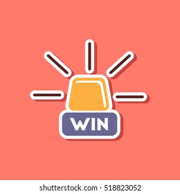 paper sticker on stylish background Win lamp
