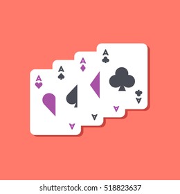 paper sticker on stylish background poker playing card