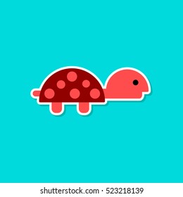 paper sticker on stylish background sea turtle