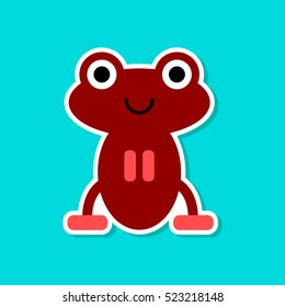 paper sticker on stylish background frog cartoon