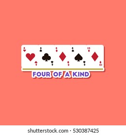 paper sticker on stylish background poker four of kind